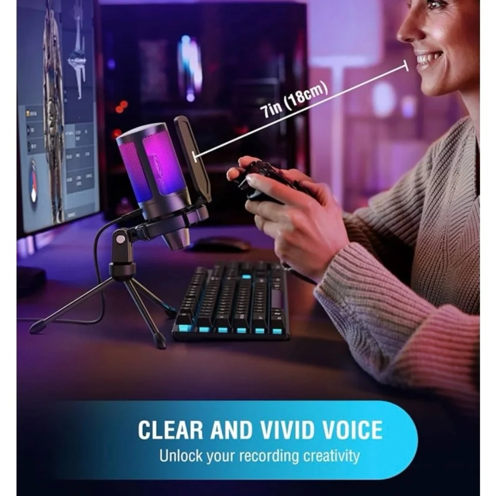 FIFINE gaming, USB microphone for PC or PS5